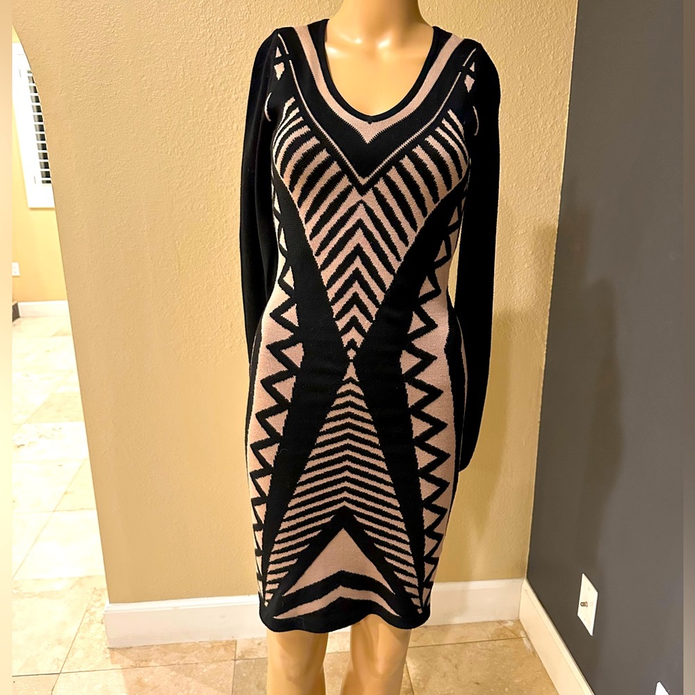 Women’s Dresses, Derek Heart sweater dress, black and tan, sz S